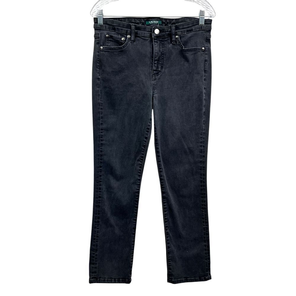 Lauren Ralph Lauren Womens Crop Jeans Premier Straight Stretch Zip Up Back 10*